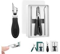 Adler Schnabel Gluckaro Coupe-ongles à bec d'aigle 3 pièces Coupe-ongles avec angle de bec d'aigle, multifonction, grande ouverture, protection anti-éclaboussures pour ongles épais (noir)