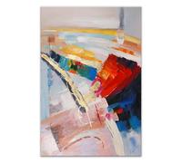 ADM - 'Abstrait' - Tableau abstrait peint à la main sur toile et monté sur cadre esthétique haut - Multicolore - H120 cm