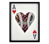 ADM 'As de coeur' - Tableau effet 3D réalisé avec la technique du collage, encadré et protégé par une plaque de verre - Multicolore - H60 cm