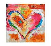 ADM 'Cœur multicolore' - Tableau, peint à la main, abstrait sur toile et monté sur châssis entoilé haut - Multicolore - H80 cm