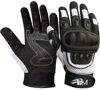 ADM Gants Moto Homme Homologués CE Été Mi-saison Gants Moto Scooter Antidérapant Respirant Blanc Taille S M L XL XXL M