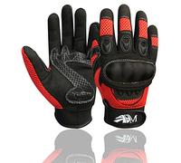 ADM Gants Moto Homologués Homme Certifiés CE Logo Motard Été Hiver Mi Saison Gants Moto Scooter Homme Respirants & Antidérapants, Noir/Rouge, Taille M