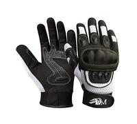 ADM Gants Moto Homologués Homme Certifiés CE Logo Motard Été Hiver Mi Saison Gants Moto Scooter Homme Respirants & Antidérapants, Noir/Blanc, Taille L