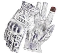 ADM Gants Moto Motocross Quad Tactiles Imperméables Look Dirty Usé Vintage Gants Moto Cross Waterproof Hiver Été Toute Saison, Blanc, Taille XL