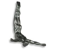 'Plongeur petit' - Sculpture figurative moderne en résine effet métal à suspendre au mur - Anthracite - H28 cm