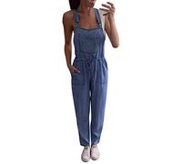 ADMAY 2023 Pièces et Barboteuses Jumpsuit Femmes Casual Une Pièce Jumpsuits Jeans Dungarees Denim Pantalon Overalls Long Pants Femmes Bib Women's Jumpsuit Pantalon Laine Large, bleu, L