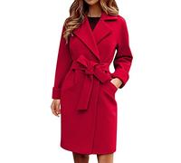 ADMAY Haut à manches longues pour femme Automne Y21k Peacoat Trench Manteau décontracté mi-long ouvert à l'avant Cardigan Outwear Laine polaire Manteau d'hiver avec ceinture Manteau d'hiver cintré