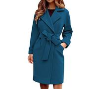 ADMAY Haut à manches longues pour femme Automne Y21k Peacoat Trench Manteau décontracté mi-long ouvert à l'avant Cardigan Outwear Laine polaire Manteau d'hiver avec ceinture Manteau d'hiver cintré