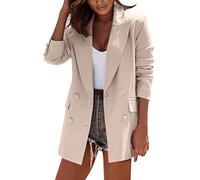 ADMAY Nouveau sport 2023 - Manteau blazer à manches longues à double boutonnage pour femme, beige, XXL