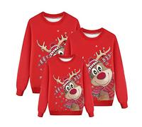 ADMAY Pull de Noël pour la Famille Femme Homme Enfants Famille Sweat Sweatshirt Couple Longue Manches Tops Christmas Imprimé Sweater Pulls De Col Rond Hiver Chaud Mode Parents-Enfants Vetements