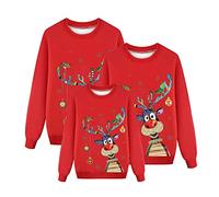 ADMAY Pull de Noël pour la Famille Femme Homme Enfants Famille Sweat Sweatshirt Couple Longue Manches Tops Christmas Imprimé Sweater Pulls De Col Rond Hiver Chaud Mode Parents-Enfants Vetements
