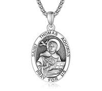 ADMETUS Médailles patron en argent sterling 925 | Collier amulette, bijou de protection pour homme avec chaîne rolo de 2,5 mm, 55,9 cm + 5,1 cm, bijou religieux