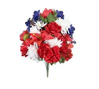 Admired By Nature 24 tiges de Pivoine, lys, Maman Mixte buisson Fleurs artificielles Pleine Floraison, Taille Moyenne, 2. ABN_RD/WT/BL_Daisy