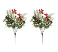 Admired By Nature Lot de 2 Feuilles de Houx artificielles à 10 tiges de Houx pour décoration d'intérieur, Arrangement Floral d'intérieur