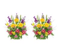 Admired By Nature Lot de 2 fleurs artificielles tige de 30 tiges de gloire du matin et de renoncules, arrangement de fausses fleurs printanire