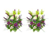 Admired By Nature Lot de 2 fleurs artificielles tige de 30 tiges de gloire du matin et de renoncules, arrangement floral printanier pour intri