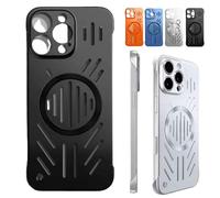 Admitof Ultra-Thin Hollow Heat Dissipation Frameless for iPhone 16/15/14/13 Pro Max, Magnetic Breathable Anti-Fall Phone Case with Lens Protection for Efficient Heat Management (Black,for 16 pro)