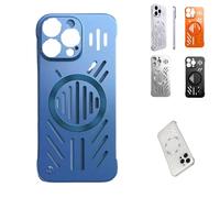 Admitof Ultra-Thin Hollow Heat Dissipation Frameless for Iphone, Hollow Magnetic Breathable Anti-Fall Phone Case with Raised Lens Protection,for Iphone 16/15/14/Pro Max (Blue,for iPhone11 pro)