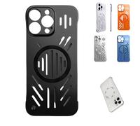 Admitof Ultra-Thin Hollow Heat Dissipation Frameless for Iphone, Hollow Magnetic Breathable Anti-Fall Phone Case with Raised Lens Protection,for Iphone 16/15/14/Pro Max (Black,for iPhone11 pro Max)