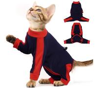 ADNIKIA Pyjama pour chats uniquement, vêtements pour chat à poils collants, vêtements sphynx à manches longues, anti-léchage ou maladie de la peau, pyjama grenouillère pour chaton, bleu foncé, XL