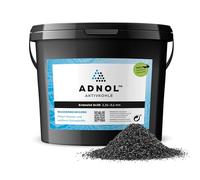 ADNOL® Charbon actif granulé 10 litres à base de noix de coco pour filtre à eau pour aquarium et bassin, maille 4x8, granulométrie 4,76-2,36 mm utilisable comme filtre carbone