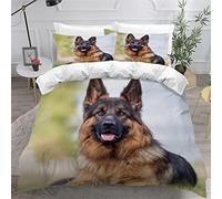 Ado Adulte Housse de Couette 220X240 cm avec 2 Taie d'oreiller 50x75cm, Housse de Couette Berger Allemand, Chien Animal 3D Imprimé Motif 3 Pièces Literie Set 2 Personnes Microfibre