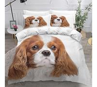 Ado Adulte Housse de Couette 220X240 cm avec 2 Taie d'oreiller 50x75cm, Housse de Couette Chevalier King Charles Hound, animal de compagnie 3D Imprimé Motif 3 Pièces Literie Set 2 Personnes Microfibre