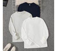 Ado garçon 3 pièces T-shirt col rond simple, décontracté, confortable et polyvalent. Lot multipack pour rentrée des classes, renaissance, automne. Vêtements d'ado garçon pour aéroport, cocktail, autom