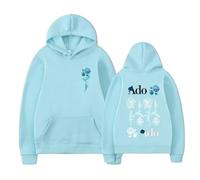 Ado Sweat à capuche unisexe Usseewa - Pull rétro pour homme et femme - Sweat à capuche J-Pop Music pour festivals et événements d'anime, bleu clair, L