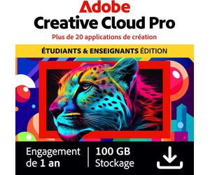 Adobe Creative Cloud Pro | Etudiant et enseignants | 1 utilisateur | 1 an | PC/MAC | En téléchargement
