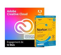 Adobe Creative Cloud Pro + Norton 360 Deluxe pour 3 appareils | 1 an