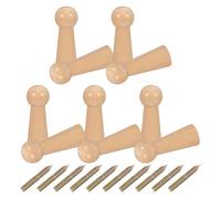 ADOCARN 10 Crochets Muraux en Bois Massif à Visser, 18x50mm, Design Robuste et Polyvalent pour Suspendre Vêtements et Clés Salle de Bain ou Couloir