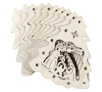 ADOCARN 10 Pièces Décorations de Noël en Bois Représentant L'garçon et Filles Jésus avec Cordes, Style Rustique Classique, Couleur Kaki, pour Créer Une Ambiance Festive de Noël