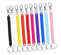 ADOCARN 10 Pièces Lot de Porte Clés Spirale Extensible à Ressort Porte Clés Bracelet Élastique et Badges Cordon de Sécurité pour Usage