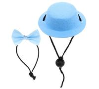 ADOCARN 1ensemble Set Accessoires pour Petits Animaux Chapeau Chinchilla et Nœud Papillon Bleu Costume Festif Confortable pour Lapins Cochons Hérissons et Hamsters
