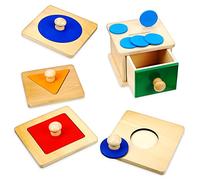 ADOCARN 2 Ensembles Jeux Montessori Bois Set de Jouets Éducatifs avec Boîte à et Puzzles Géométriques pour Garçon Fille Activités Manuelles pour Développement Cognitif des Tout Petits