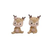 ADOCARN 2 Pièces Figurine Faon en Résine Synthétique Khaki, Ornement Créatif et Adorable pour Décoration Gâteau, pour Fête et Bureau, Modèle Petit Cerf Décoratif