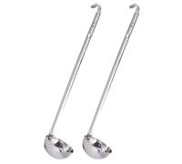 ADOCARN 2 Pièces Grosse Cuillère Acier Inoxydable Long Manche et Crochet, pour Restaurant et Buffet Multifonction
