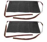 ADOCARN 2 Pièces Tablier de Serveur en Denim Noir avec 3 Compartiments, Ceinture Ajustable, Design Mi-long Cuisine et Café, Résistant aux Taches et Confortable pour Serveuses