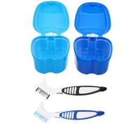 ADOCARN 2Set Boîte de Nettoyage pour Prothèse Dentaire avec Panier Filtre, | Boîte Transparente à Large Entrée, Pieds Surélevés, Empilable, pour Voyage et Petits Espaces, Rangement
