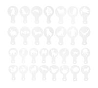 ADOCARN 30 Pièces Pochoirs à Café Latte Art Réutilisables en Pet Blanc, Modèles Pratiques pour Décoration Diy, Sûrs pour Contact Alimentaire et Adaptés aux Boissons Cappuccino