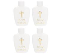 ADOCARN 4 Bouteilles Décoratives d'eau Bénite Catholique 60ml en PS Blanc, Portables et Scellées, pour Mariage ou Présent de Baptême