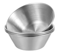 ADOCARN 4 Pièces Boîte à Sauce en Acier Inoxydable 50ml Ronde | Acier Inoxydable, Surface Lisse et Nettoyage Facile, Empilable, pour Dips D’apéritif, Poudre de Chili