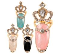 ADOCARN 4pièces Couronne Anneau Mode Décoration Art Ongulaire Avec Strass De Bijoux Pour Éléments De Nail Art