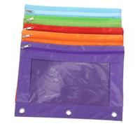 ADOCARN 5 pièces Lot Pochettes Crayons Toile Oxford Résistante Grands Compartiments pour Bureau et École Couleurs Assorties Rouge Orange Vert Fluo Bleu Ciel