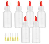 ADOCARN 6 Flacons Applicateurs de Colle Embout Aiguille 30ml en Plastique Lot de 6 Sets de Sets Bouchon Souple Étanche pour Distribution Précise de Liquide
