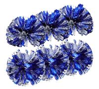 ADOCARN 6 Pièces Pompons de Cheerleading en Plastique Bleu Réutilisables pour Danse et Équipe, Accessoires Légers et Brillants pour Animer L'ambiance Sportive