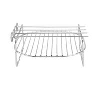 ADOCARN Accessoires pour Friteuse à Air Chaud Grille Rectangulaire en Acier Inoxydable Argenté Résistante la Déformation Support à Brochettes Double Couche pour Cuisson