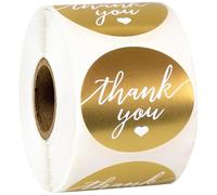 ADOCARN Autocollants de Remerciement Dorés 500 Pièces Rouleau D’Étiquettes Autocollantes pour Emballage de Pâtisserie Scellage Présent pour Fêtes Mariage et Petites Entreprises