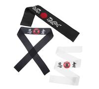 ADOCARN Bandeau De Ninja Japonerie Bandeau De Chef Chapeau Japonerie En Tissu Confortable Lot De 3 Pièces Noir Blanc Noir Dragon Pour Karaté Cosplay Et Fêtes Martiales